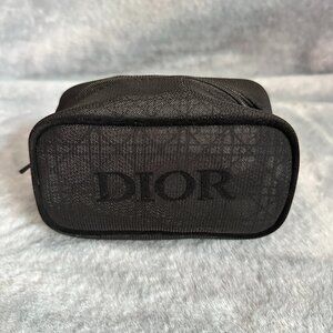 Dior GWP Mesh Cannage Pouch Black Cosmetic Zipper Bag